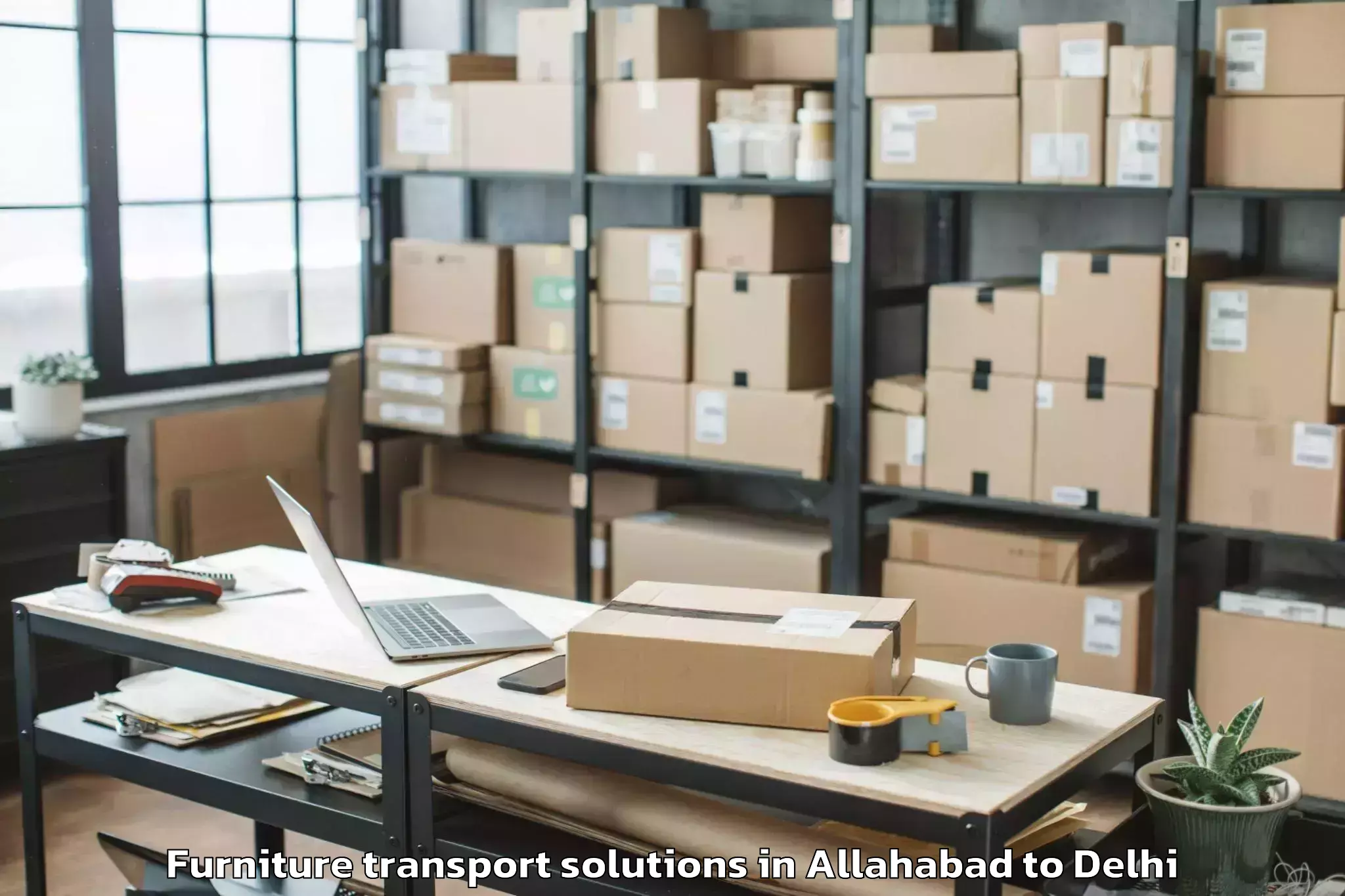 Book Allahabad to East Delhi Mall Furniture Transport Solutions Online